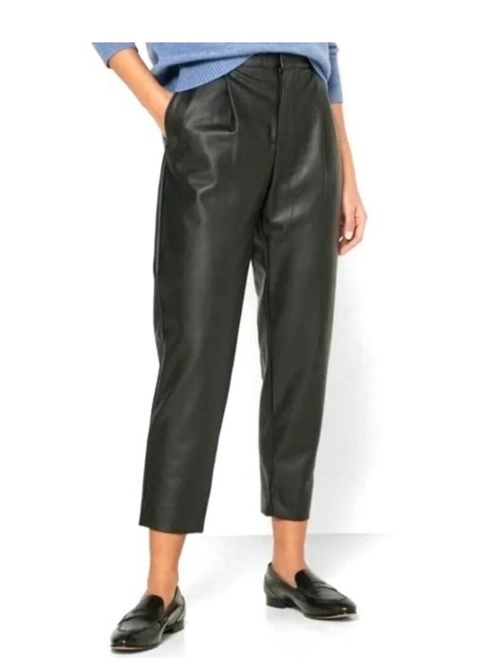 Banana Republic Black Faux Leather Ankle Pants - Size Petite 6 - NWOT